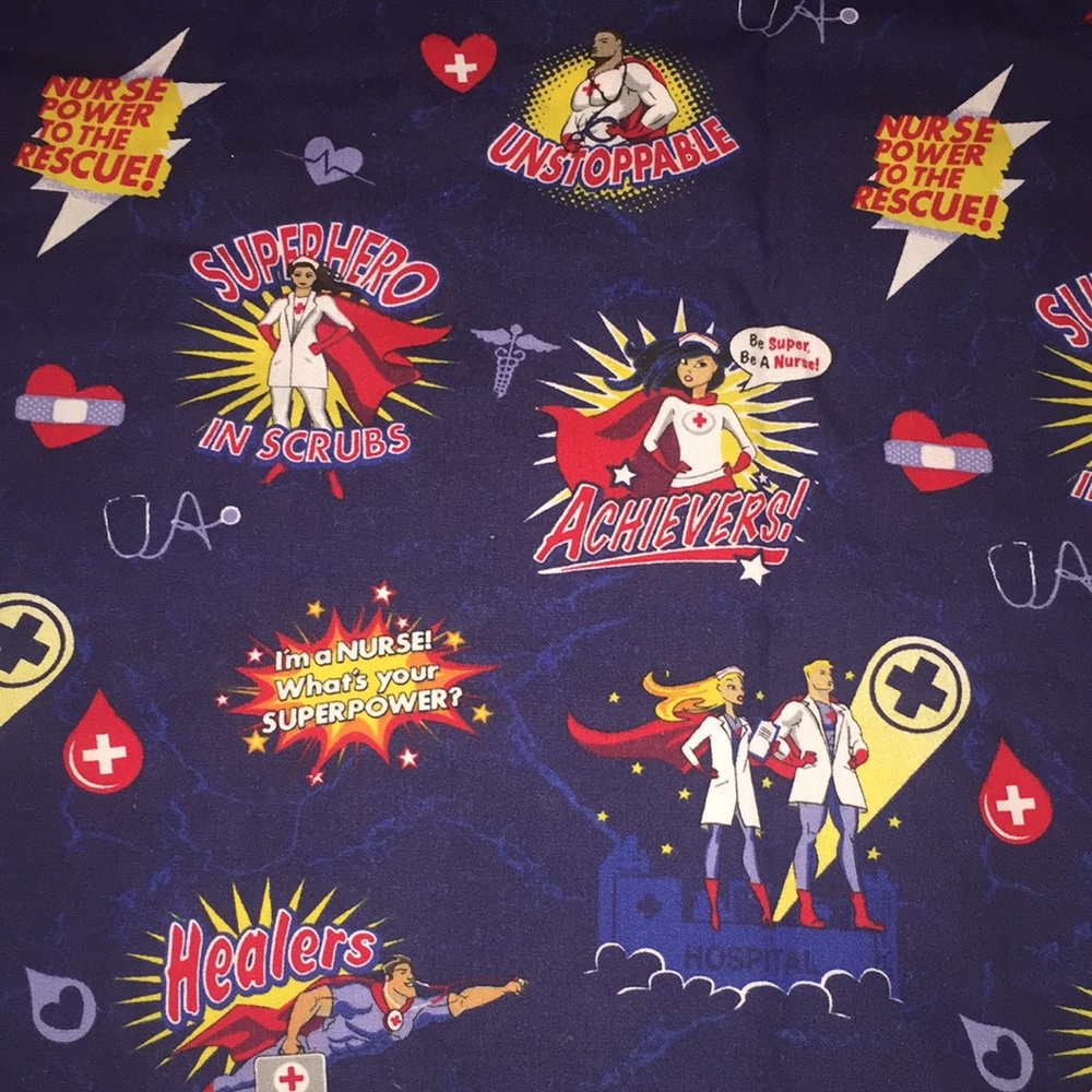 Scrub Top UA superhero in Scrub Nurse V Neck Top L